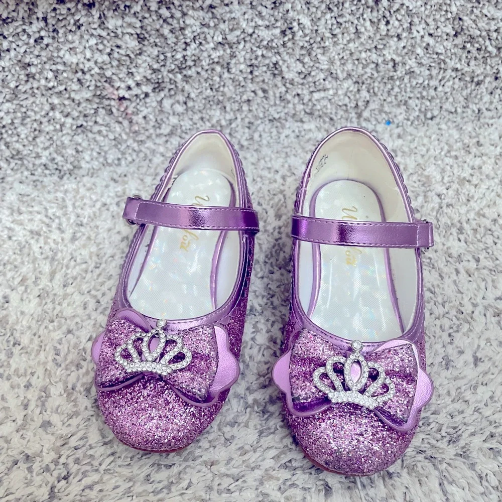 Purple glitter girls dress up shoes. Size 10 - Picture 2 of 2